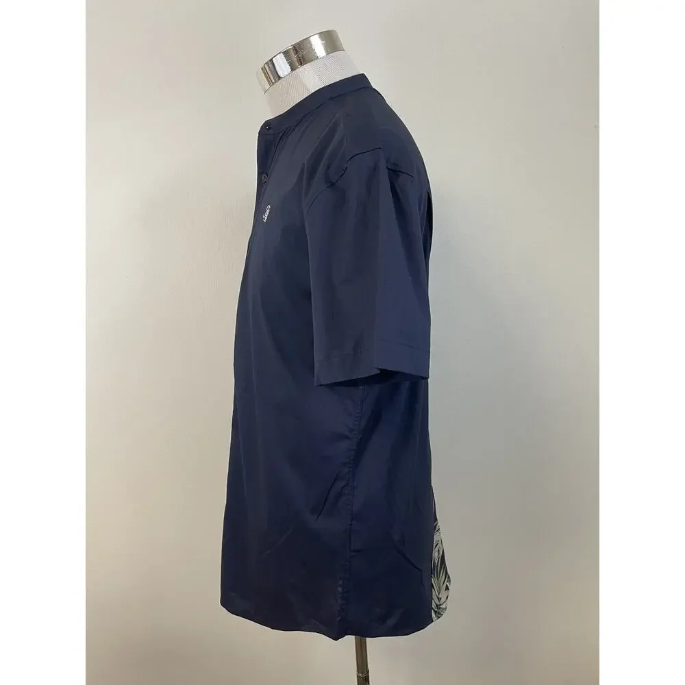 Siksilk Shirt Mens XS Button Up Blue Floral Short Sleeve Sik Silk Cotton N116